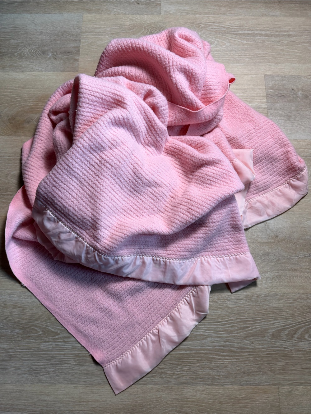 Vintage 70s Penneys Fashion Manor Pino Waffle Weave Thermal Blanket Throw Granny